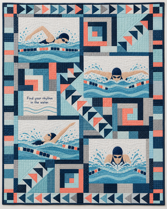Swimming patchwork quilt design B