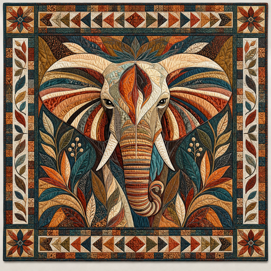 Earthtone Elephant Portrait TD141026539 Quilt Blanket