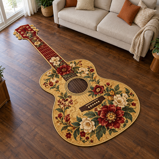 Floral Guitar TD131026086 Custom Shape Area Rug