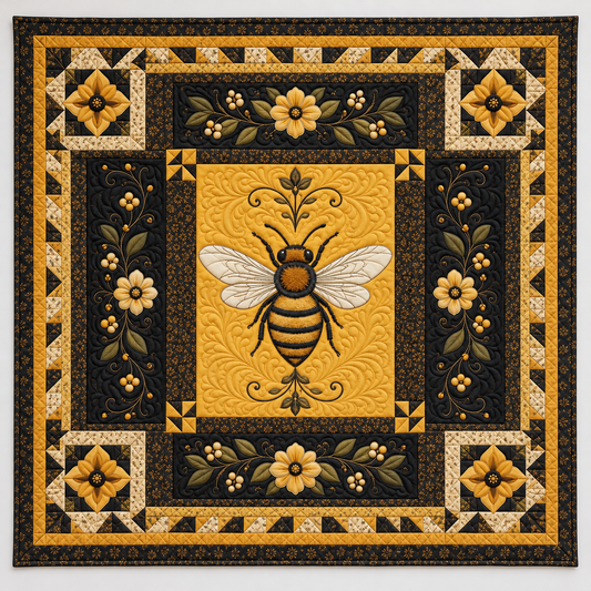 Golden Bee In an Ornate Garden TD141026090 Quilt Blanket