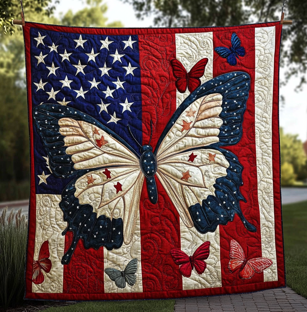 Patriotic Butterfly DAI190225071 Quilt Blanket