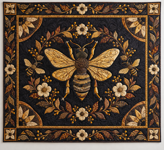Golden Bee On Midnight Black TD141026103 Quilt Blanket