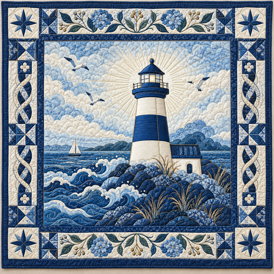 Blue Lighthouse Beacon TD141026620 Quilt Blanket