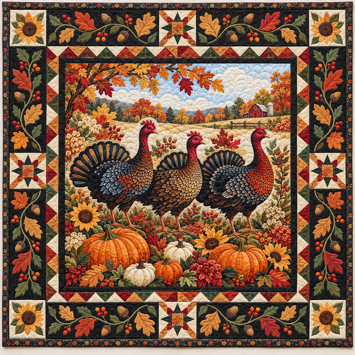 Thanksgiving Turkey Harvest TD141026621 Quilt Blanket