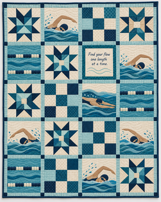 Freestyle swimming patchwork quilt design A