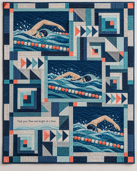 Freestyle swimming patchwork quilt design B
