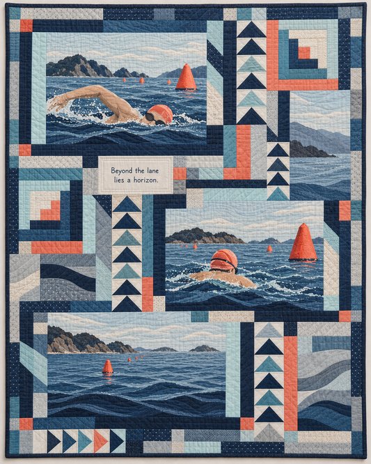 Open water swimming patchwork quilt design B