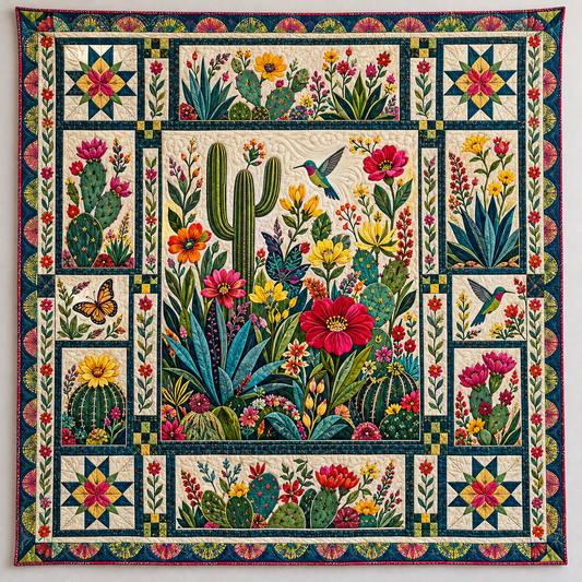 Bright Desert Cactus Garden TD141026182 Quilt Blanket