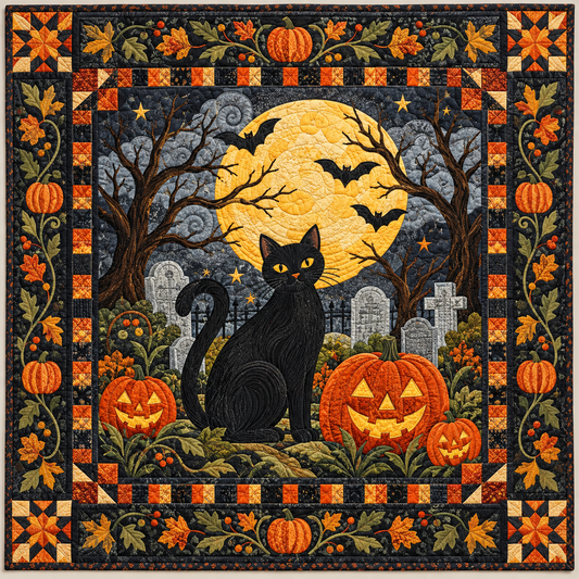 Spooky Cat Pumpkin Night TD141026696 Quilt Blanket