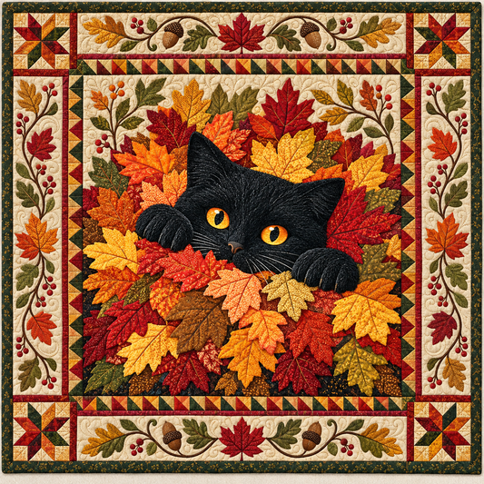Black Cat Autumn Leaves TD141026723 Quilt Blanket