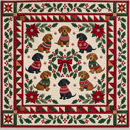 Dachshund Holiday Circle TD141026746 Quilt Blanket