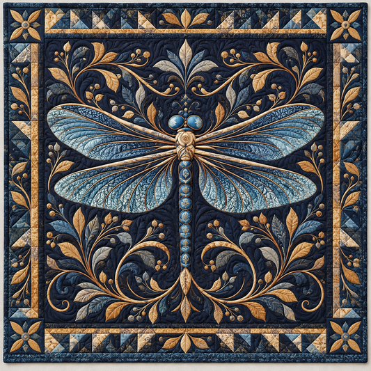Midnight Golden Dragonfly TD141026771 Quilt Blanket