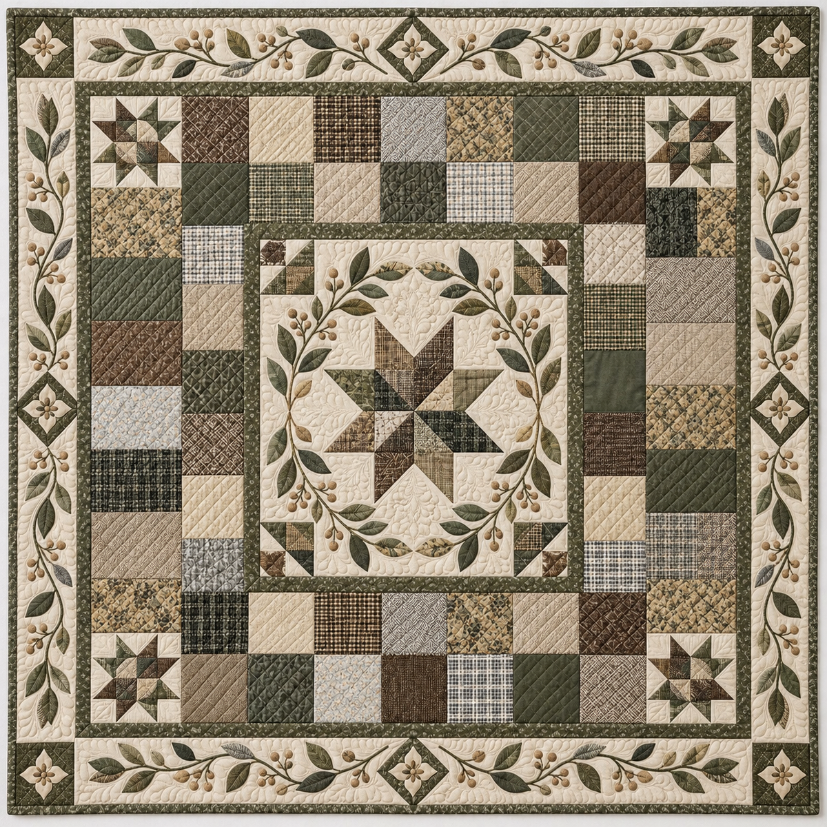 Rustic Neutral Squares TD141026781 Quilt Blanket