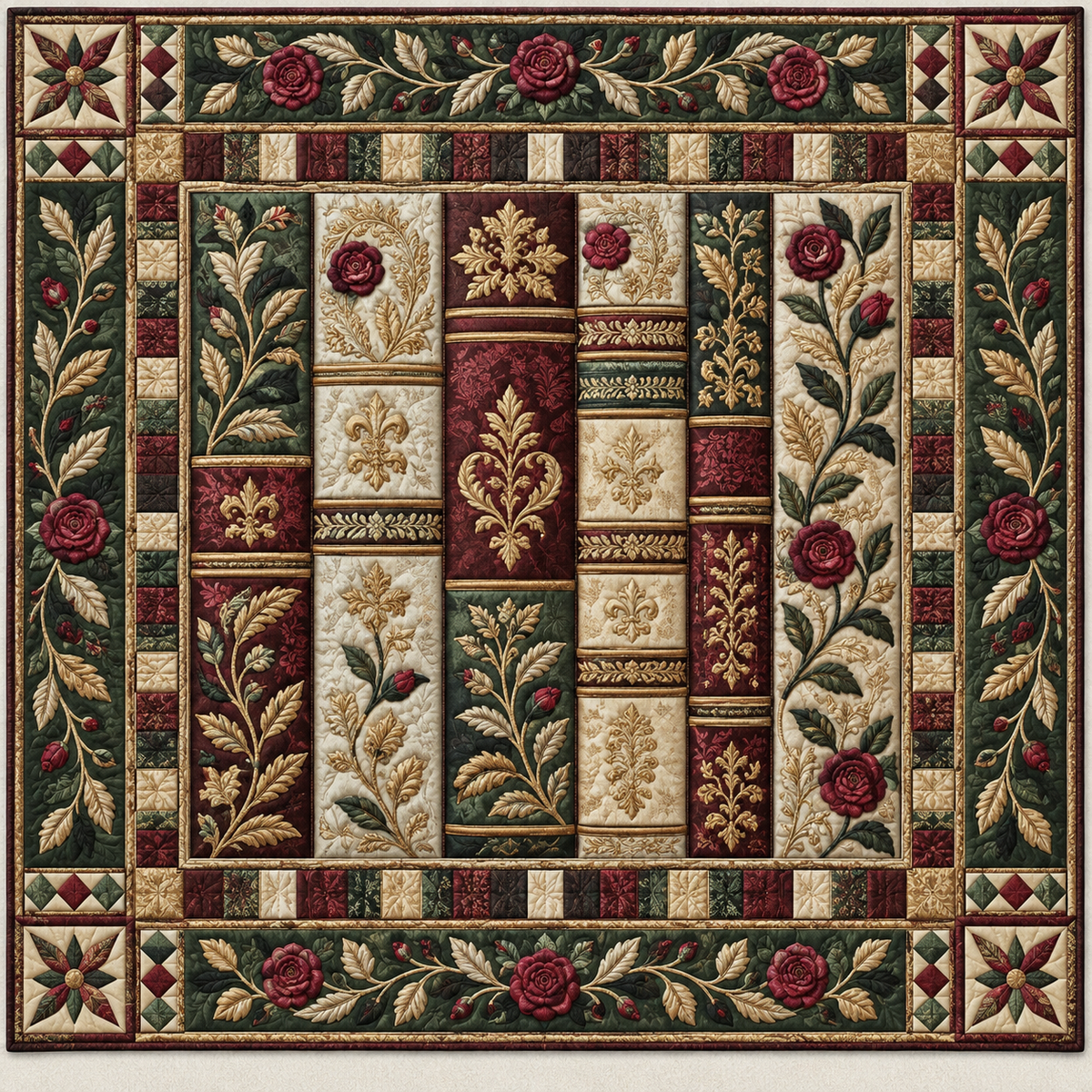 Leatherbound Floral Books TD141026782 Quilt Blanket