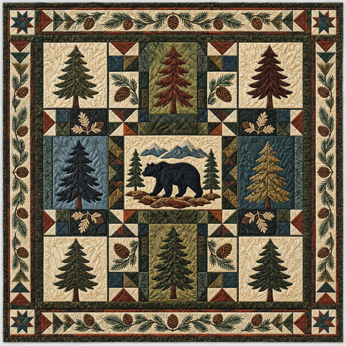 Rustic Woodland Block TD141026790 Quilt Blanket