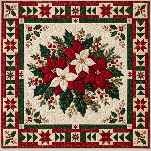 Poinsettia Bouquet TD141026794 Quilt Blanket