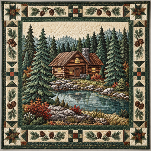 Mountain Log Cabin TD141026797 Quilt Blanket