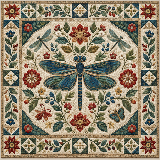 Dragonfly Botanical TD141026815 Quilt Blanket