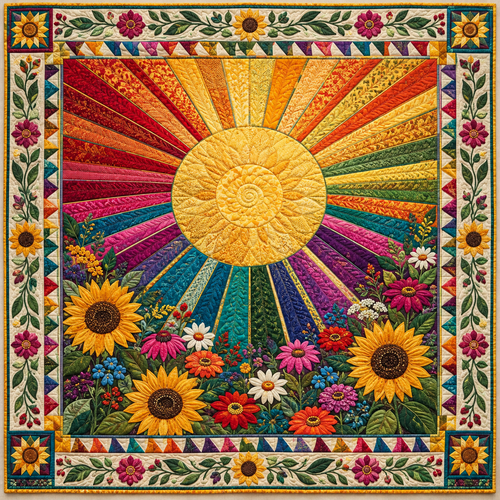 Rainbow Sunflower Rug TD141026820 Quilt Blanket