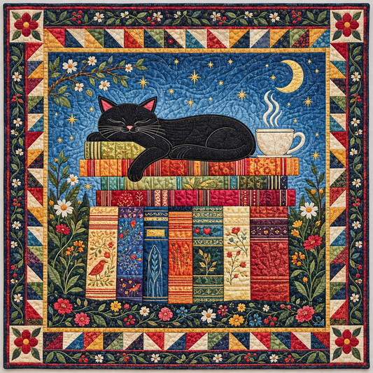 Bookstack Black Cat TD141026821 Quilt Blanket
