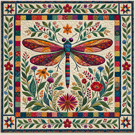 Dragonfly Garden Circle TD141026828 Quilt Blanket