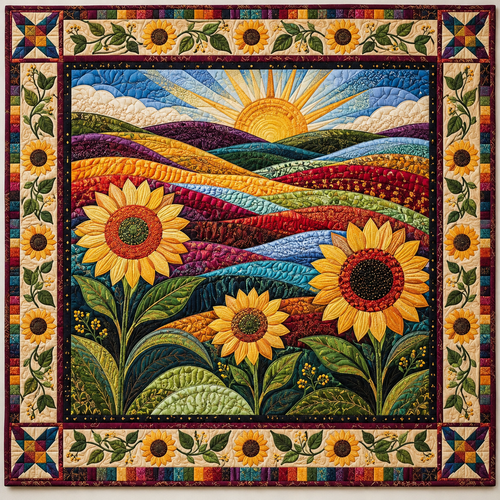 Sunflower Landscape TD141026832 Quilt Blanket