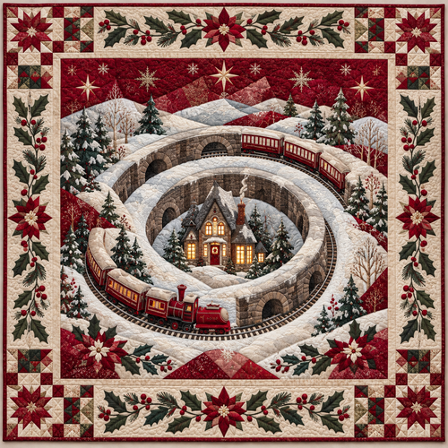 Holiday Train Spiral TD141026834 Quilt Blanket