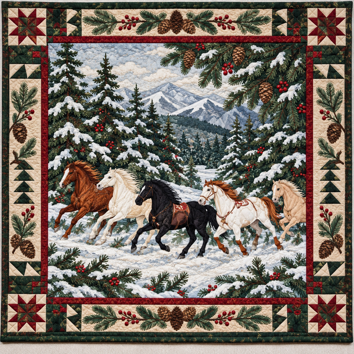 Horses In Winter Circle TD141026837 Quilt Blanket