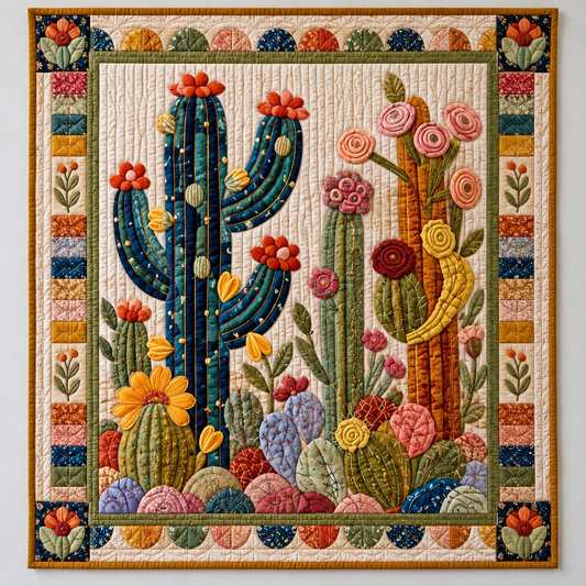 Desert Cacti And Pastel Succulents TD141026339 Quilt Blanket