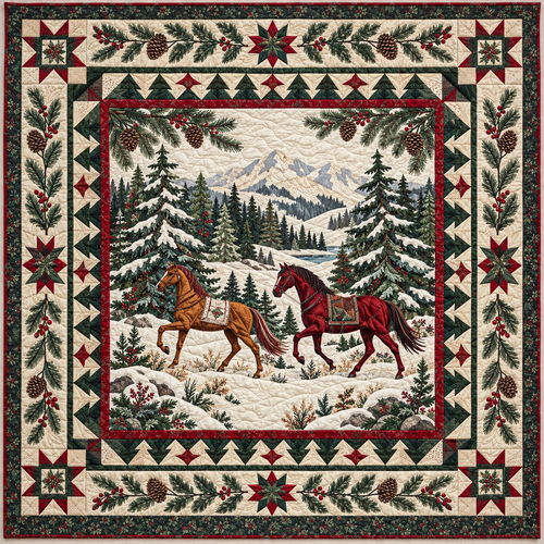 Winter Horse Woodland TD141026844 Quilt Blanket