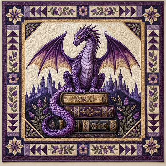 Purple Dragon Bookstack TD141026845 Quilt Blanket