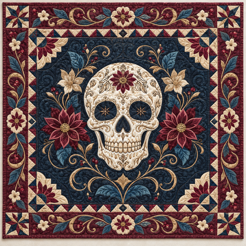 Midnight Floral Skull TD141026847 Quilt Blanket