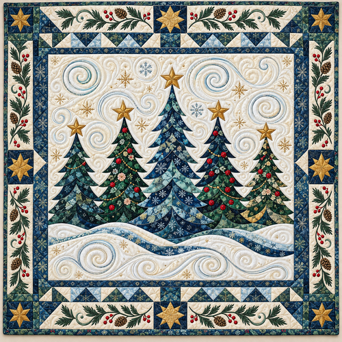 Tinsel Fir Tree Parade TD141026858 Quilt Blanket