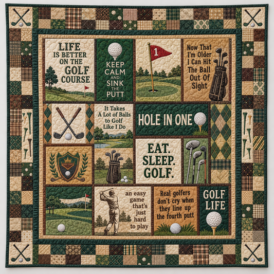 Golf Motif Patchwork TD141026360 Quilt Blanket