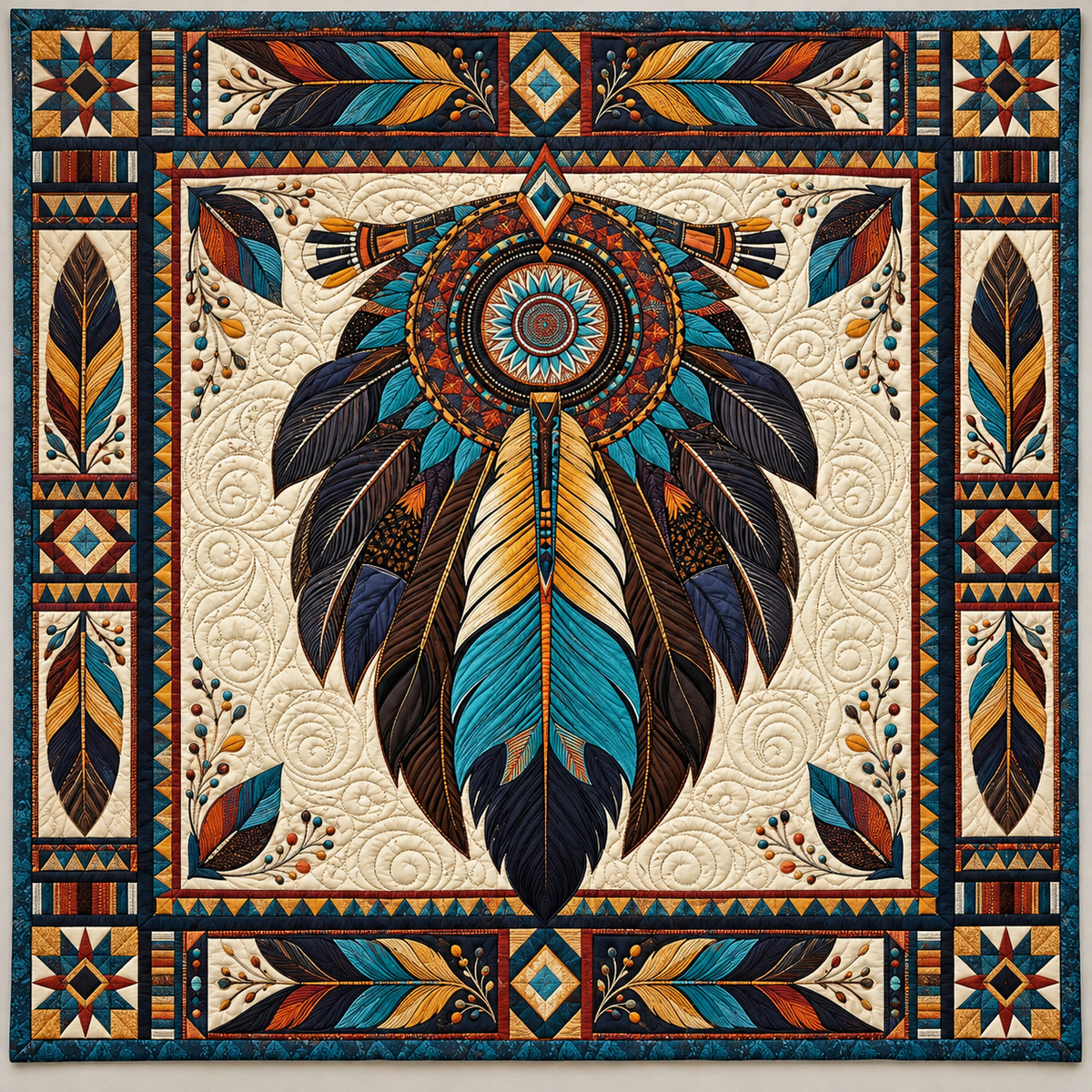 Feather Medallion TD141026864 Quilt Blanket