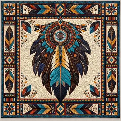 Feather Medallion TD141026864 Quilt Blanket