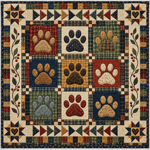 Rustic Pawprint Joy TD141026868 Quilt Blanket