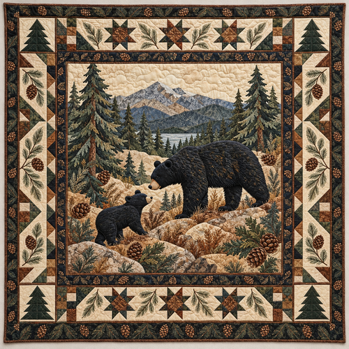 Bear Family TD141026869 Quilt Blanket