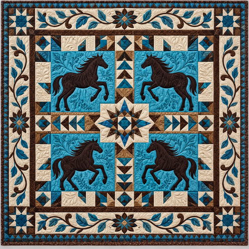Midnight Western Horses TD141026874 Quilt Blanket