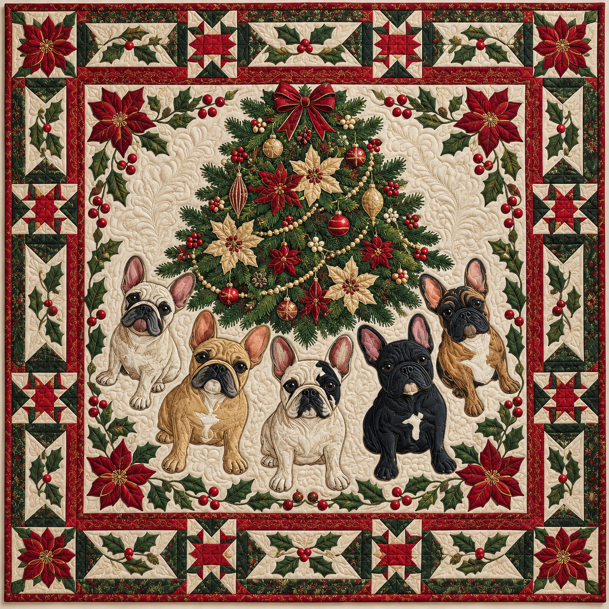 French Bulldog Christmas Circle TD141026876 Quilt Blanket