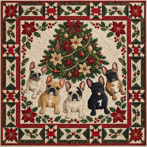 French Bulldog Christmas Circle TD141026876 Quilt Blanket