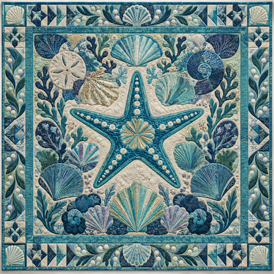 Seashell Starfish Collage TD141026879 Quilt Blanket