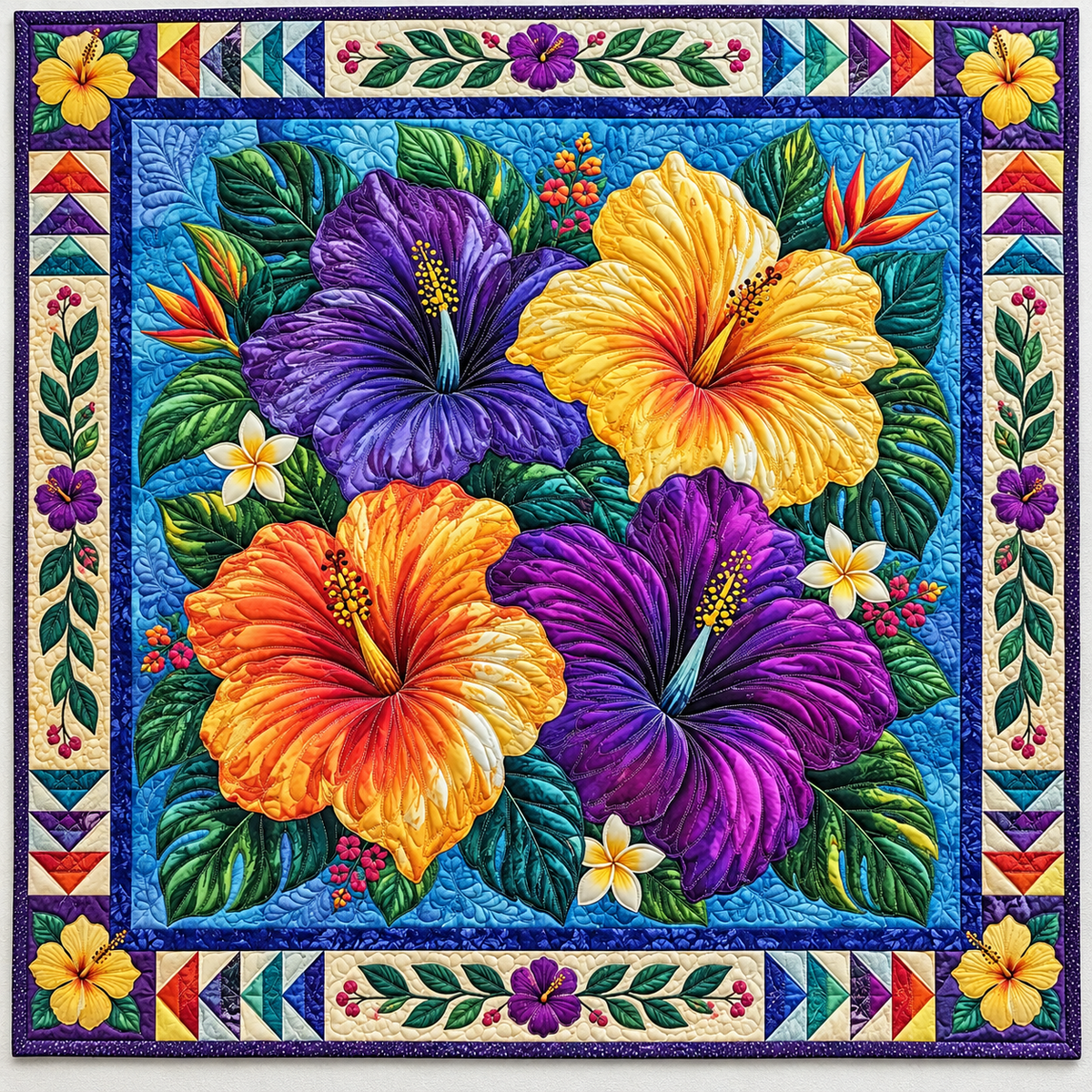 Tropical Hibiscus Bouquet TD141026880 Quilt Blanket