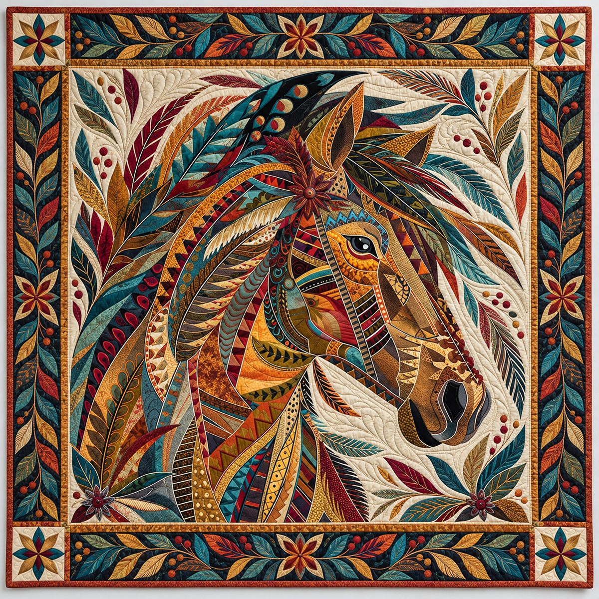 Ornamental Horse Portrait TD141026894 Quilt Blanket