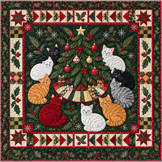 Christmas Cat Circle TD141026906 Quilt Blanket
