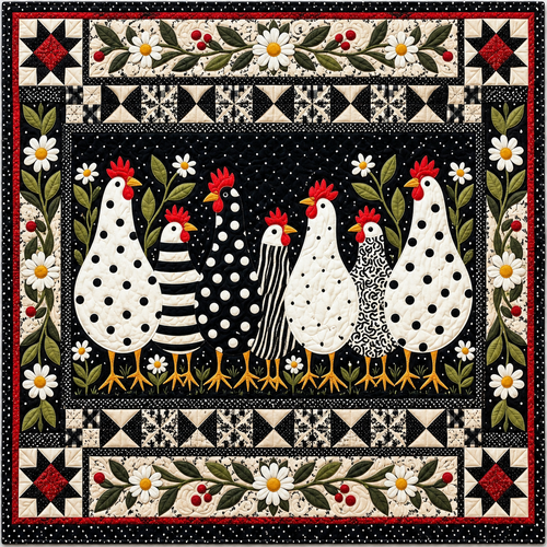 Black White Hen Harmony TD141026907 Quilt Blanket