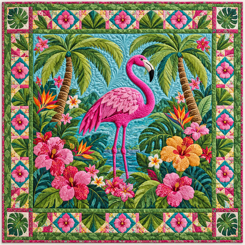 Pink Flamingo Paradise TD141026923 Quilt Blanket