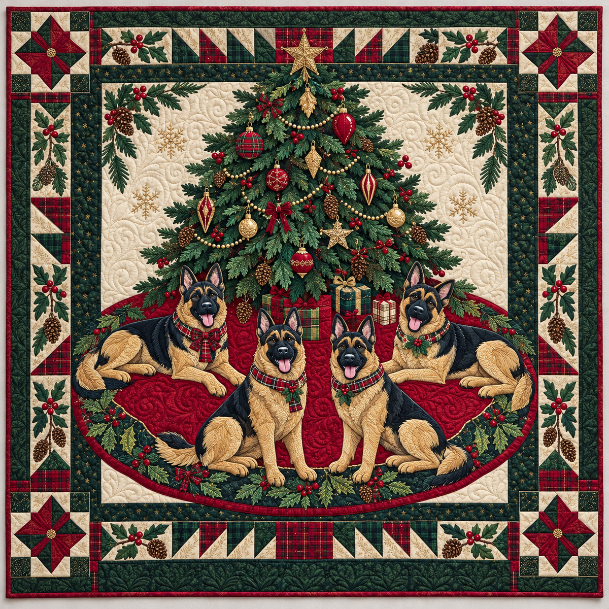 German Shepherd Winter Guardians TD141026924 Quilt Blanket