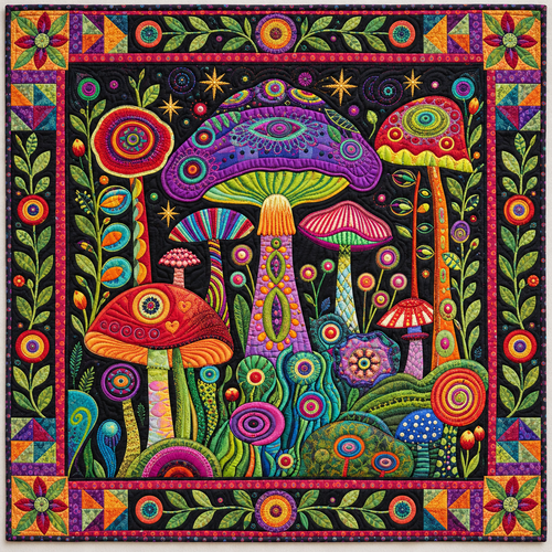 Psychedelic Mushroom Garden TD141026927 Quilt Blanket