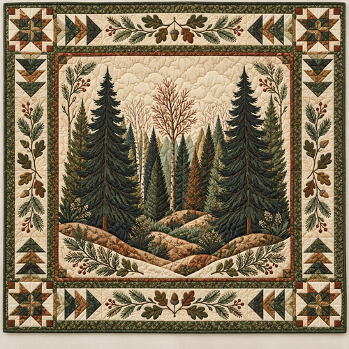 Quiet Evergreen Grove TD141026931 Quilt Blanket